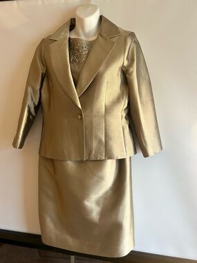 RICKIE FREEMAN TERI JON 52% SILK 48% WOOL DRESS AND JACKET FORMAL CHIC STYLE